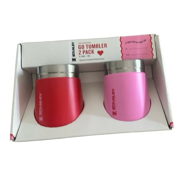 SEHANLEY matching couples travel cups mugs NWT red and pink Chritmas gifts - Picture 3 of 4